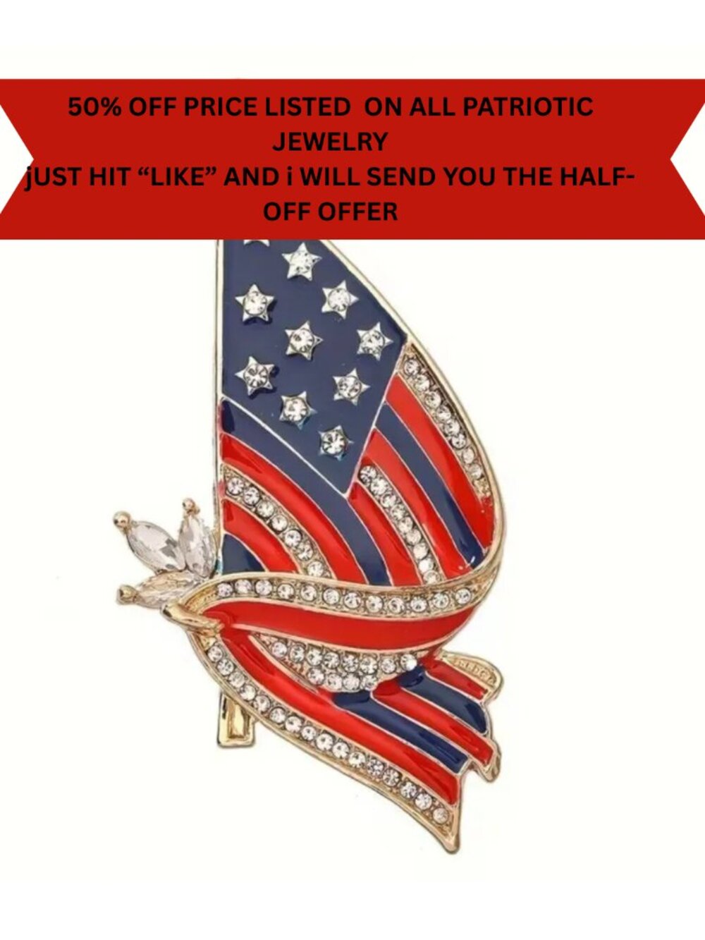  USA Flag Brooch Show Your American Pride w/this Beautiful Graceful Waving Flag